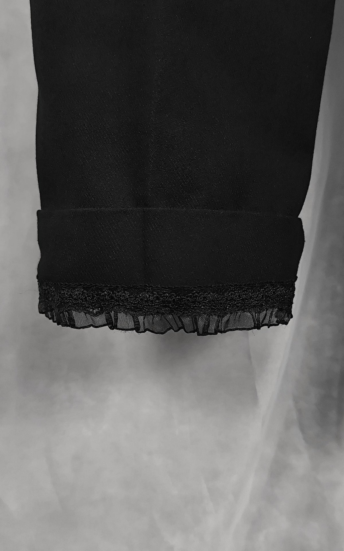 Embroidery Black Tailored Pants with Chains