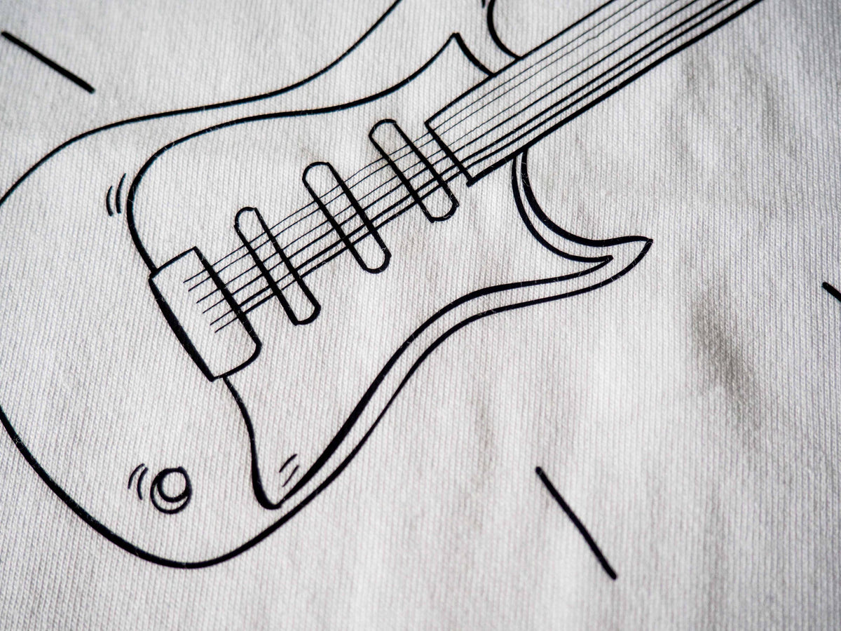 Woman Guitar White T-shirt, Organic Cotton with Guitar Illustration for Women, Gift For Guitar Player, Super Soft Music Graphic Shirt