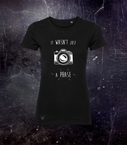 Photography is Not A Phase Black and White T-shirt, Organic Cotton Photography Short Sleeve Shirt, Gift Present for Woman Photographer