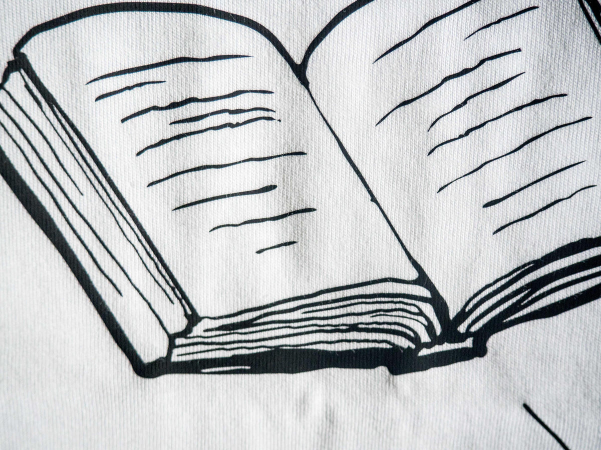 Gender Free Books Are Not a Phase Black and White T-shirts, Fair Trade Organic Cotton with Books Eco Print for Book Lovers, Bookworms Gift