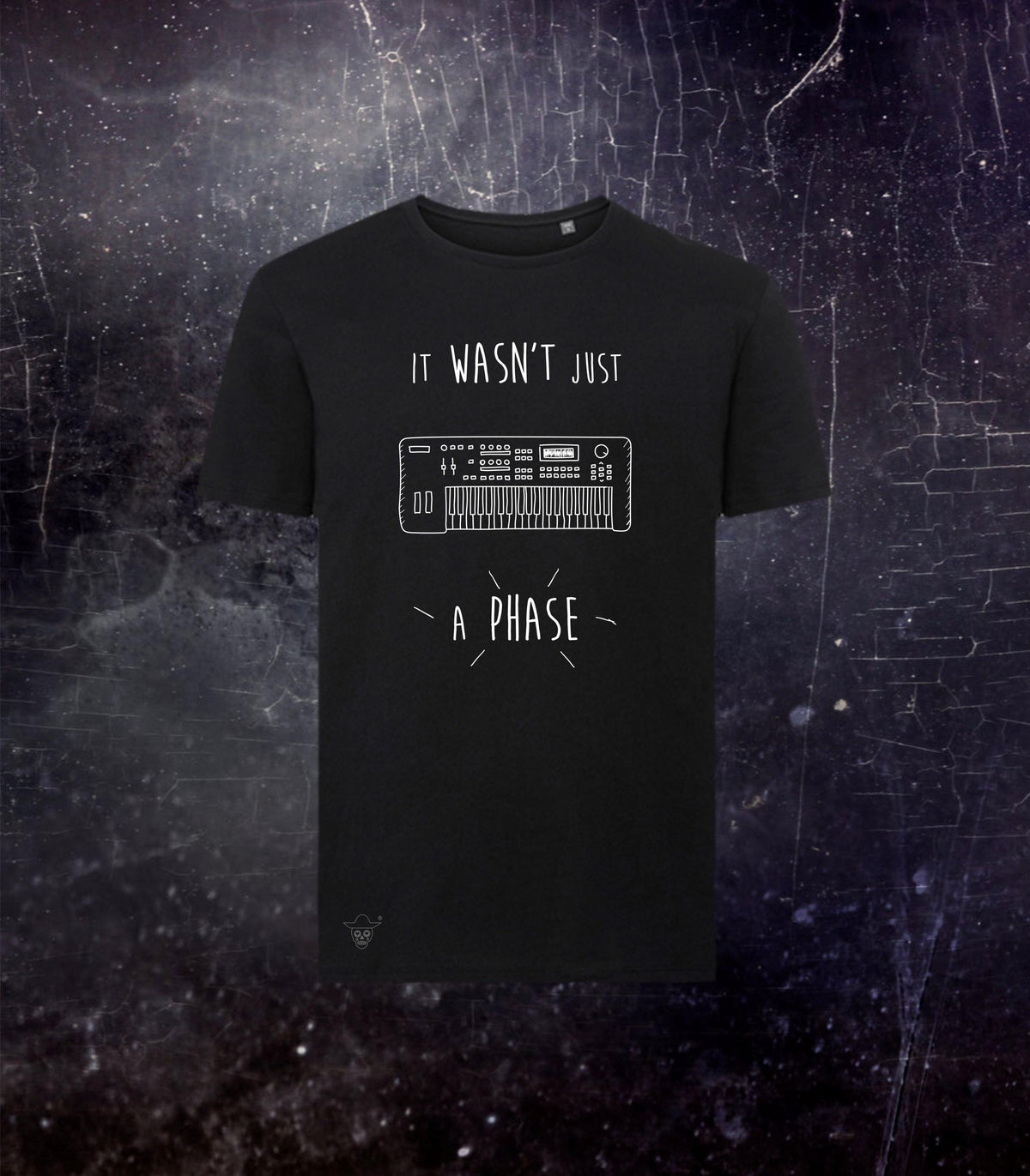 Keyboards Are Not Just A Phase Shirt, Organic Cotton Black and White Unisex T-shirt for Keyboardist, Regular Fit Tee with Keyboards Doodle