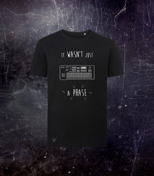 Keyboards Are Not Just A Phase Shirt, Organic Cotton Black and White Unisex T-shirt for Keyboardist, Regular Fit Tee with Keyboards Doodle