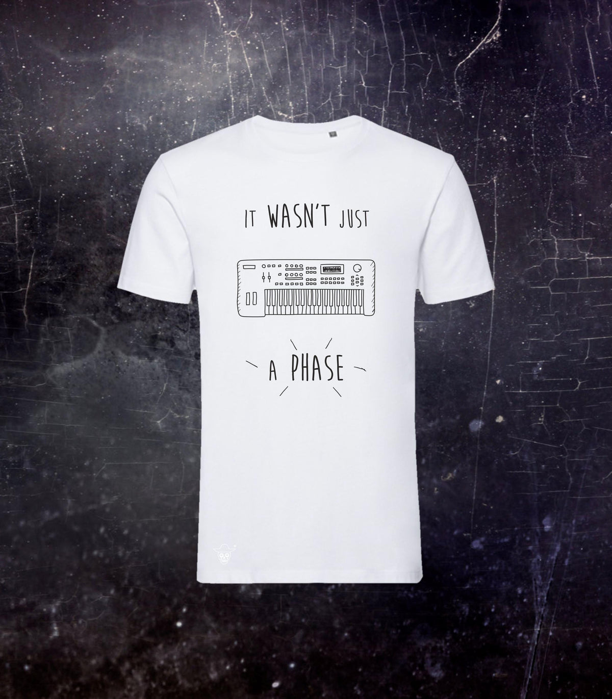 Keyboards Are Not Just A Phase Shirt, Organic Cotton Black and White Unisex T-shirt for Keyboardist, Regular Fit Tee with Keyboards Doodle