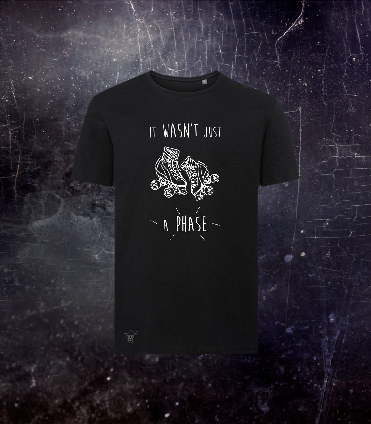 T-shirt de Patins "Não É Uma Fase" Preto e Branco de Corte Regular, T-shirt Unissexo de Algodão Orgânico Macio, Top de Derby Médio e Extra Grande