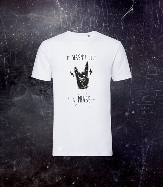 Rock Metal Music Are Not A Phase T-shirt, Black and White Rock On Funny Shirt, Metalhead Gift, Unisex Organic Cotton Short Sleeve Shirt